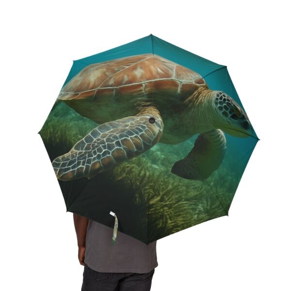 Ocean-Inspired Umbrella for Beach Lovers, Waterproof, Portable, Rain Gear, Sea Turtle Design, Great Gift for Nature Enthusiasts - Image 4