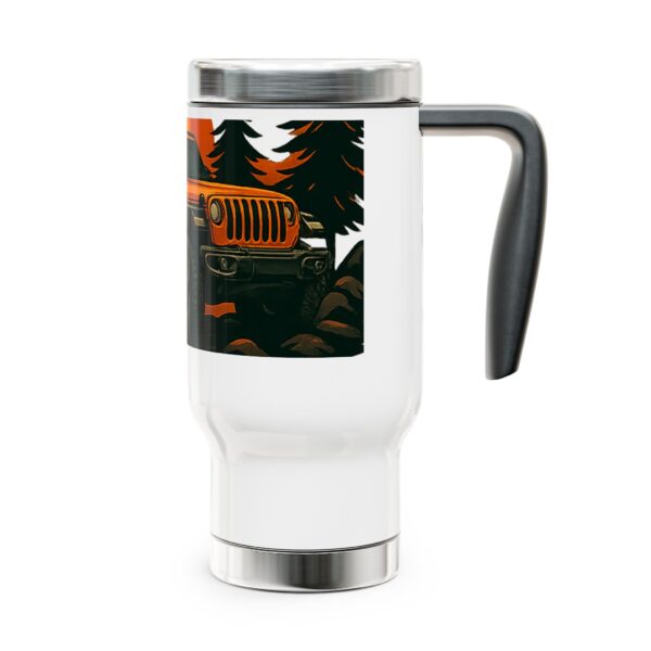 Adventure-Themed Stainless Steel Travel Mug with Handle - 14oz Jeep Design - Image 4