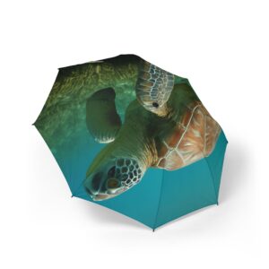 Ocean-Inspired Umbrella for Beach Lovers, Waterproof, Portable, Rain Gear, Sea Turtle Design, Great Gift for Nature Enthusiasts