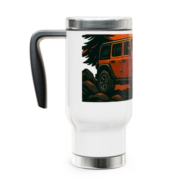 Adventure-Themed Stainless Steel Travel Mug with Handle - 14oz Jeep Design - Image 2
